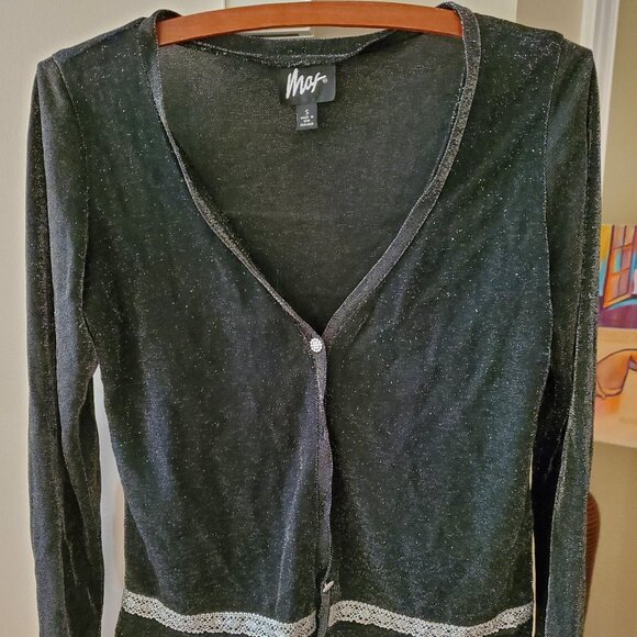 MAX Women's Dark gray with bright metallic accents cardigan size S - Picture 1 of 1